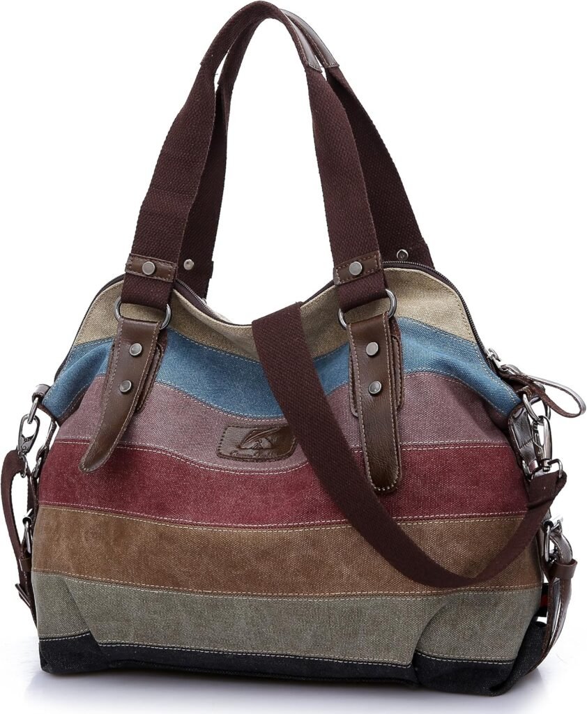 FreeMaster Women’s Canvas Multi-Color Hobos Shoulder Bag Tote Handbag (Multi-Color-A) FreeMaster Women’s Canvas Multi-Color Hobos Shoulder Bag Tote Handbag (Multi-Color-A)