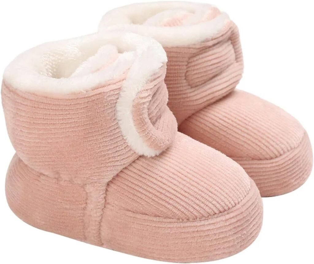 GLYLFQZJ Children’S Winter Slippers Infant Baby Winter Snow Boots Solid Color Soft Warm Non-Slip Baby Winter Warm First Walker Shoes