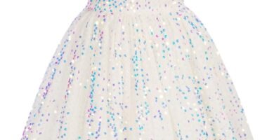 GRACE KARIN Kids Girls Sequined Strappy Spaghetti A-Line Sleeveless Dress with Hair Bow 5-12 Years GRACE KARIN Kids Girls Sequined Strappy Spaghetti A-Line Sleeveless Dress with Hair Bow 5-12 Years