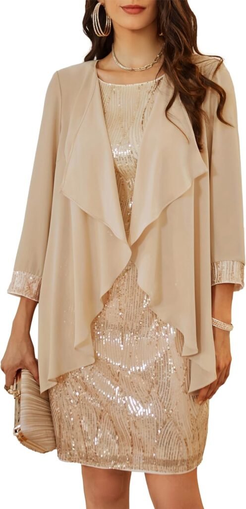 GRACE KARIN Women Sequined Round Neck Sleeveless A Line Dress + Blouse Two-Piece Set GRACE KARIN Women Sequined Round Neck Sleeveless A Line Dress + Blouse Two-Piece Set