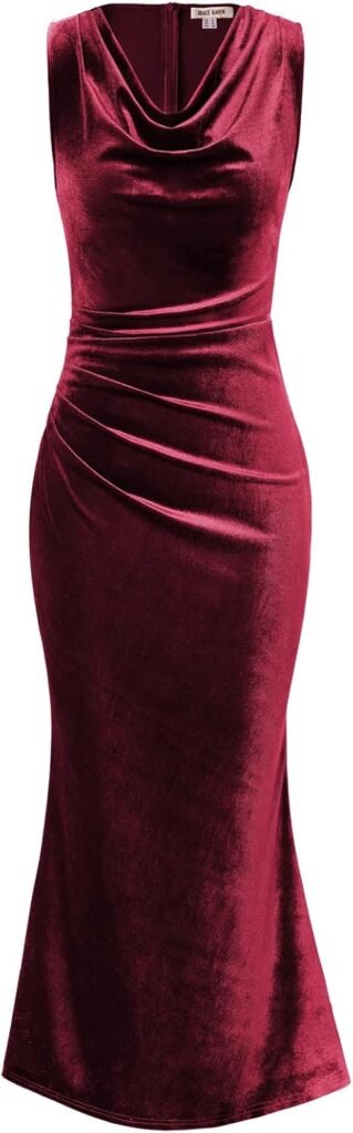 GRACE KARIN Women Sleeveless Ball Gown Elegant Velvet Evening Dresses Wedding Guest Dresses GRACE KARIN Women Sleeveless Ball Gown Elegant Velvet Evening Dresses Wedding Guest Dresses
