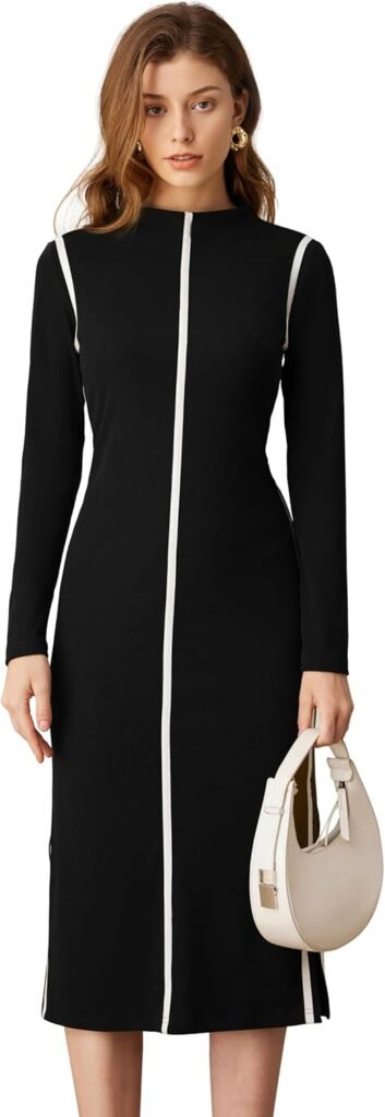 GRACE KARIN Women’s Casual Dress Long Sleeve Midi Wrap Dress Ladies Elegant Party Work Dress