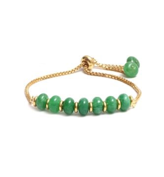 Gempires Green Jade Rondelle Beads Bolo Bracelet for Women, 14k Yellow Gold Plated Green Beaded Jewerly, Adjustable Bracelets, Jewellery for Women, Gift for Her Gempires Green Jade Rondelle Beads Bolo Bracelet for Women, 14k Yellow Gold Plated Green Beaded Jewerly, Adjustable Bracelets, Jewellery for Women, Gift for Her