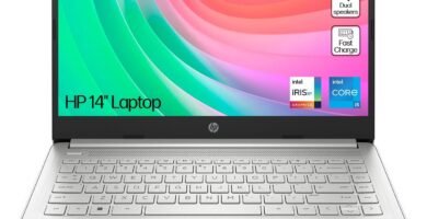 HP 14″ Laptop, Intel Core i5-1235U Processor, 8 GB RAM, 512 GB SSD, Intel Iris Xe Graphics, FHD Display, Up to 8hrs battery, Win 11, Dual Speakers, Natural Silver, 14s-dq5005sa