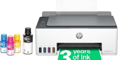 HP Smart Tank 5105 All in One Printer | Perfect for Home | Colour | Wireless | Print, Scan, Copy | Refillable, Includes up to 3 Years of Ink | Smart Buttons | Easy Setup | Reliable Wi-Fi