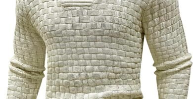 HYPESTFIT Mens Knitted Sweater Crew Neck Warm Long Sleeve Pullover Textured Ribbed Edge Top