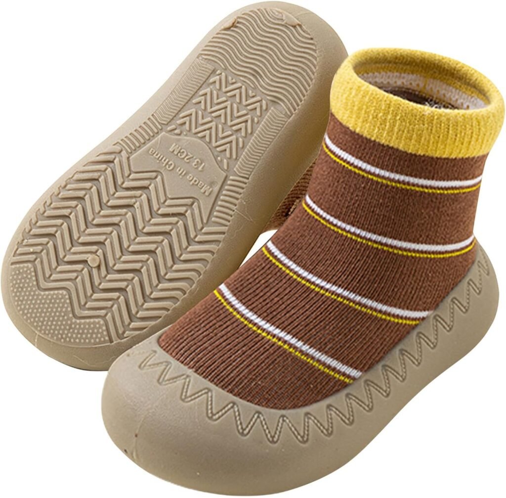 Happy Cherry – 1/2 Pairs Baby Toddler Boys Girls Slipper Socks Anti Slip Non-slip Indoor Floor Shoes Socks Newborn Cotton Grip Socks with Rubbe Sole for 0-36 Months