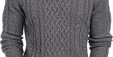 Hisir Men’s Cable Knit Jumpers Crew Neck Winter Thick Warm Long Sleeve Pullover Sweater for Men UK