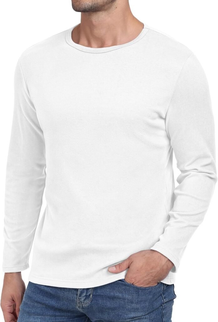 Hisir Mens Long Sleeve Tops UK Thermal Basic Crew Neck T-Shirt Tee Tops