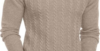 Hisir Mens Zip Jumper Cable Knit Winter Crew Neck Sweater Long Sleeve Jumpers Causal Pullover for Men