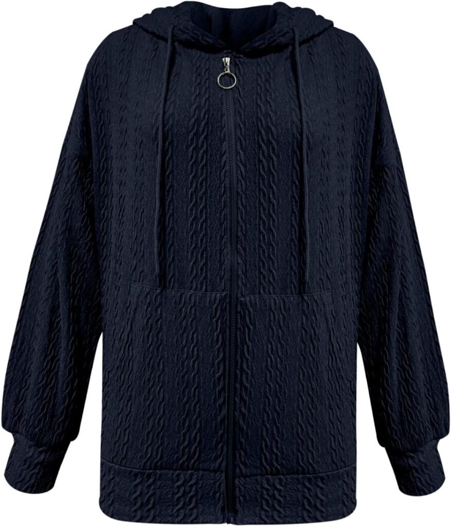 Hoodies for Teen Girls Sweatshirts for Women Ladies V Neck Long Sleeve Solid Color Zipper Sweater Fashion Loose Top Womens Clothing Trendy Sweatshirt for Teen Girls