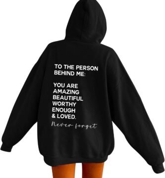 Hoodies for Women Dear Person Behind Me Letter Print Sweatshirts for Womens Long Sleeve Funny Word Graphic Street Fashion Hooded Sweatshirt Tops Y2K Kawaii Preppy Jumper Top for Teen Girls Ladies