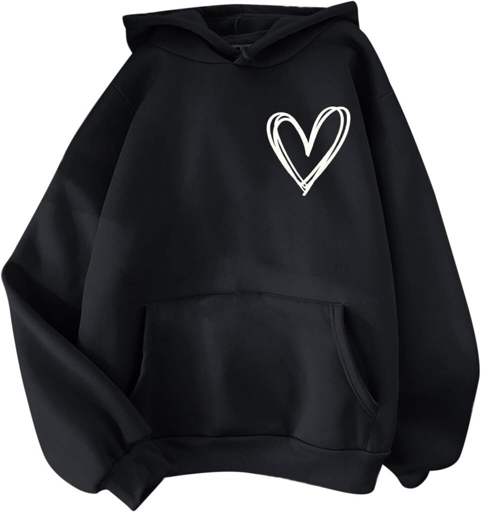 Hoodies for Women Graphic Oversized Long Sleeve Casual Ladies Elegant Drawstring Pullover Cute Heart Print Tops Teen Girls Fall Loose Sweatshirt with Pocket Hoodies for Women Graphic Oversized Long Sleeve Casual Ladies Elegant Drawstring Pullover Cute Heart Print Tops Teen Girls Fall Loose Sweatshirt with Pocket