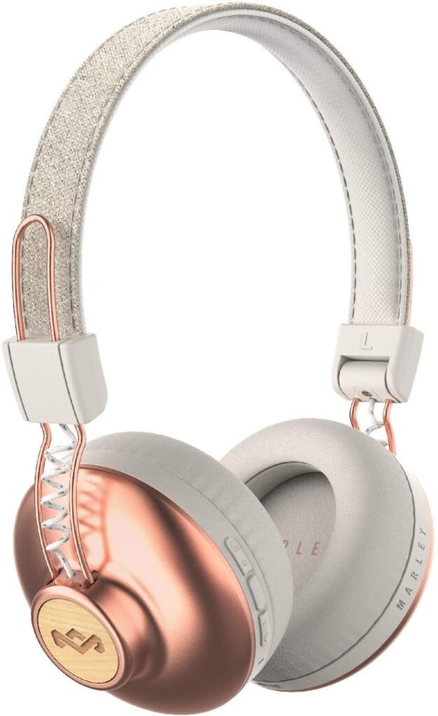 House of Marley Positive Vibration 2 Wireless – Bluetooth On-Ear Headphones, Noise Isolating, Premium Sound 50mm Drivers, Integrated Mic, USB Charging, Enhanced 10hrs Battery Life – Copper