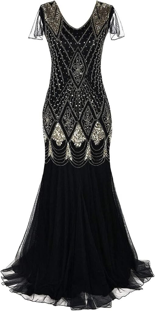 IBTOM CASTLE Flapper Dresses 1920s Gatsby – Womens Vintage V Neck Beaded Sequin Mermaid Hem Formal Evening Party Plus Size Cocktail Maxi Gown Prom Halloween Fancy Dress Costume IBTOM CASTLE Flapper Dresses 1920s Gatsby – Womens Vintage V Neck Beaded Sequin Mermaid Hem Formal Evening Party Plus Size Cocktail Maxi Gown Prom Halloween Fancy Dress Costume