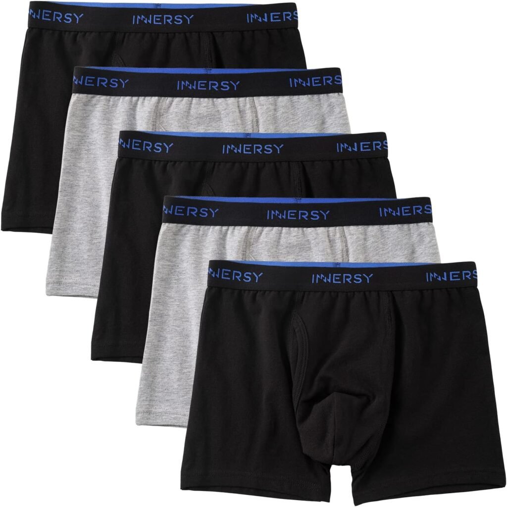 INNERSY Boys Underwear Cotton Boxers Shorts Multipack Underpants with Fly 6-18 Years Pants Pack of 5 INNERSY Boys Underwear Cotton Boxers Shorts Multipack Underpants with Fly 6-18 Years Pants Pack of 5