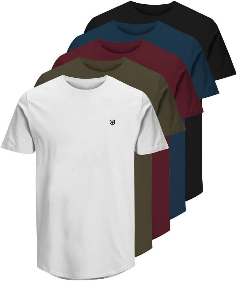 JACK & JONES Mens Brody 5 Pack T-Shirt JACK & JONES Mens Brody 5 Pack T-Shirt