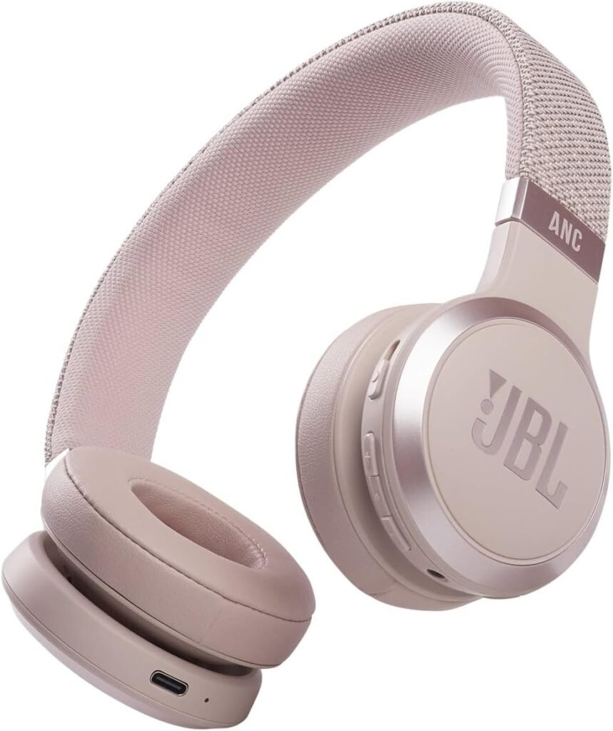 JBL Live 460NC Wireless On-Ear Bluetooth Headphones with Active Noise-Cancelling Technology, Up to 50 Hours Battery Life, Rose Pink