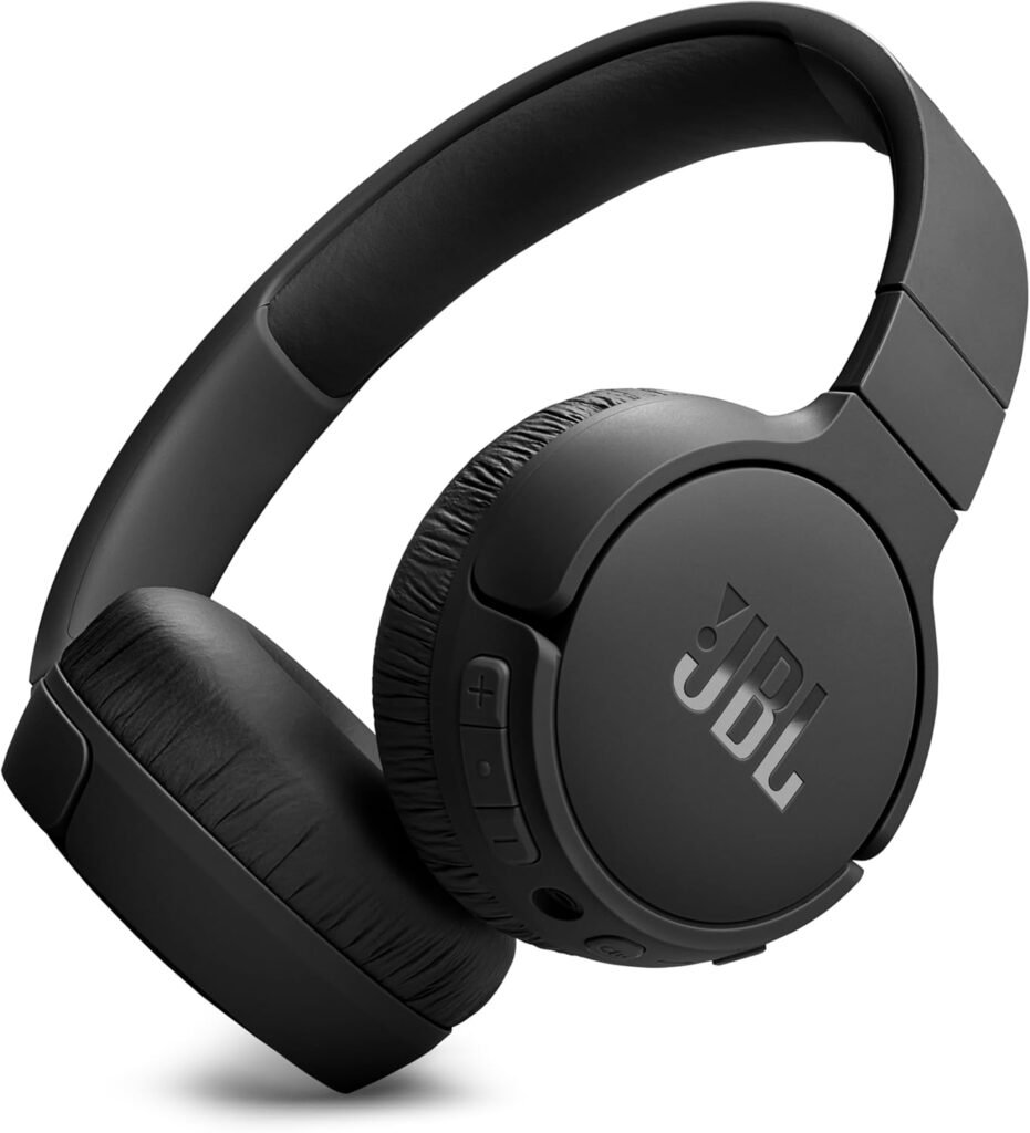 JBL Tune 670NC Wireless On-Ear Bluetooth Headphones with Adaptive Noise-Cancelling Technology and Lightweight Design, 70-Hour Battery Life, Black