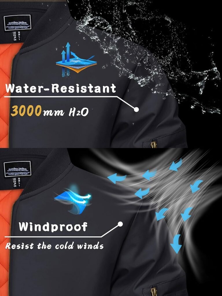 KEFITEVD Bomber Jacket Men Winter Military Flight Jacket Windproof Warm Cargo Coats with 4 Pockets