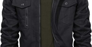 KEFITEVD Men’s Cotton Military Bomber Jacket, Windproof, 5 Pockets, Regular Fit, Slim Style, Coat