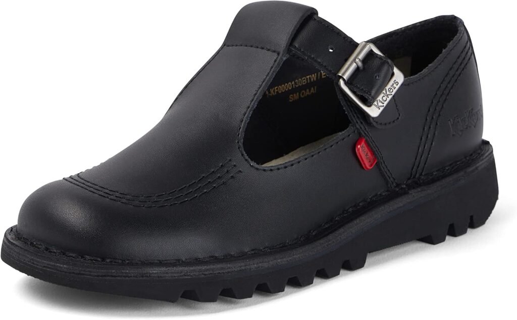 Kickers Women’s Kick T Bar Black Leather School Shoes