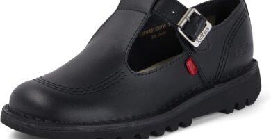 Kickers Women’s Kick T Bar Black Leather School Shoes