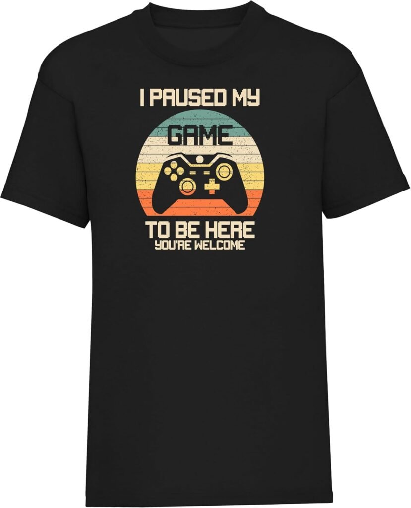 Kids I Paused My Game Printed Gamer T-Shirt Ideal Gaming Arena Fun Tees Presents for Teens Funny Gaming Gifts for Boys in Black Hue for Boys/Girls in Assorted UK Sizes 5-15y