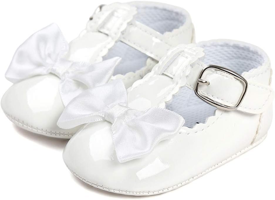 LACOFIA Baby Girls Anti-Slip First Walking Shoes Infant Bowknot Mary Jane Princess Party Shoes Prewalkers