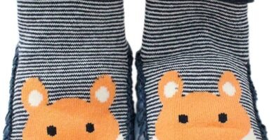 LCH Baby Boys Girls Winter Slipper Socks Anti-slip Blue Striped Fox 3-24 Months LCH Baby Boys Girls Winter Slipper Socks Anti-slip Blue Striped Fox 3-24 Months