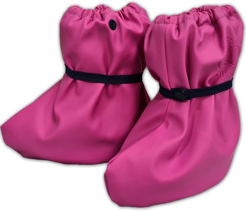 LOVRAIN Waterproof Windproof Footies for Kids, Fleece-Lined, Elastic Band, Rain Booties for Toddlers and Babies