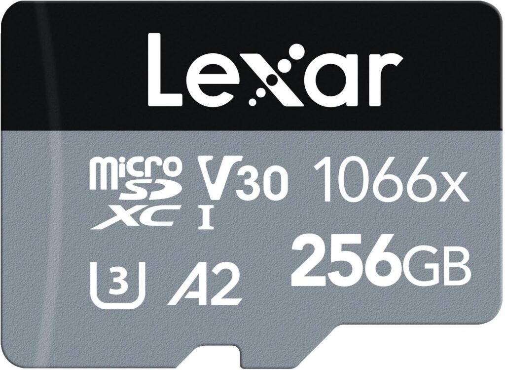 Lexar Professional 1066x 256GB Micro SD Card, UHS-I Card w/ SD Adapter SILVER Series, Up to 160MB/s Read, for Action Cameras, Drones, High-End Smartphones and Tablets (LMS1066256G-BNAAG)