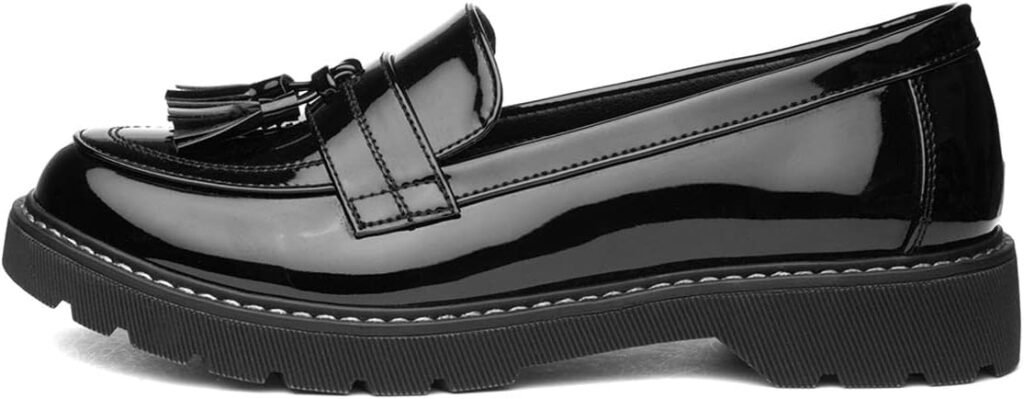 Lilley Angel Womens Black Patent Tassel Loafer