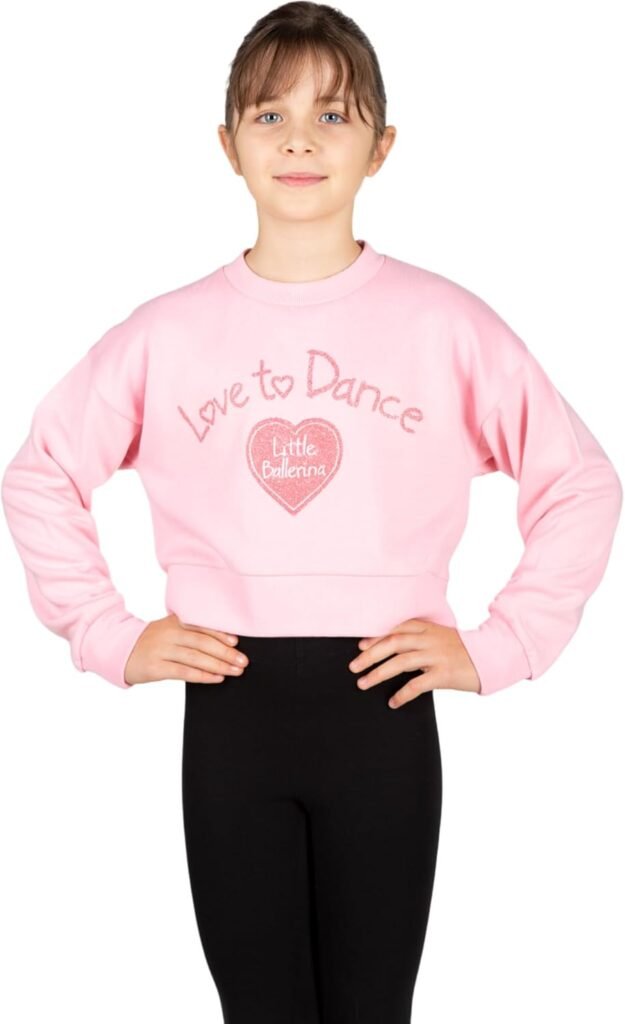 Little Ballerina Love to Dance Sweatshirt – Cotton Girls Sweatshirt – Kids Long Sleeve Jumper – Casual Fashion for Children – Kids Jumper Cotton Tops
