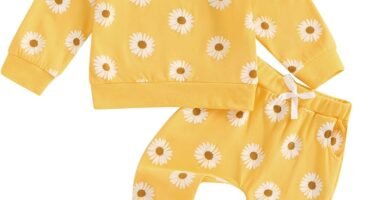 MAHUAOYIXI 3Pcs Toddler Infant Baby Girl Clothes Tracksuit Outfit Set Long Sleeve Tops Sweatshirt Pullover Jumper Hoodie Daisy Print Ruffled Elastic Waist Pants Trousers Bow Headband MAHUAOYIXI 3Pcs Toddler Infant Baby Girl Clothes Tracksuit Outfit Set Long Sleeve Tops Sweatshirt Pullover Jumper Hoodie Daisy Print Ruffled Elastic Waist Pants Trousers Bow Headband