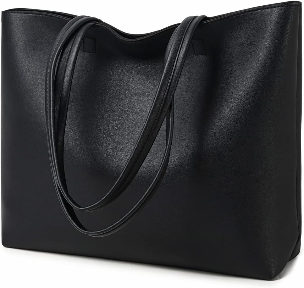 MEEGIRL Ladies Tote Bags Simple PU Leather Handbags Work School Shopping Bags for Women with Zip and Inner Pocket (Black) MEEGIRL Ladies Tote Bags Simple PU Leather Handbags Work School Shopping Bags for Women with Zip and Inner Pocket (Black)