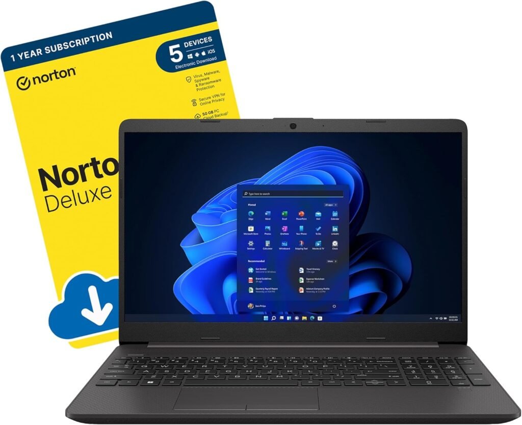 MESH Computers HP 250 G9 15.6-inch Laptop (Intel Core i5-1235U (12th Gen), 8 GB RAM, 256 GB SSD, Windows 11 Home) includes Free Norton 360 Deluxe Antivirus Software