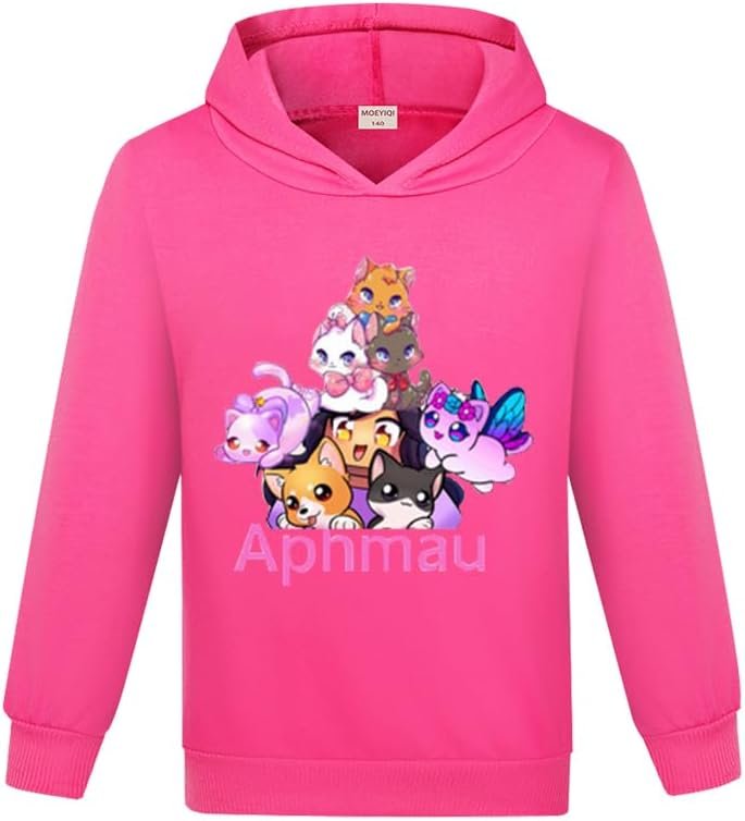MOEYIQI Aphmau Kids Hoodie Cartoon Printed Sweatshirt Girls and Boys Casual Jumper Top