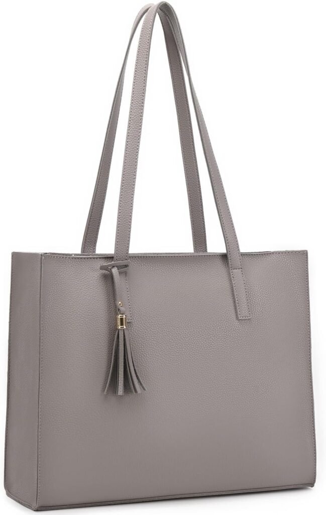 MORGLOVE Large Tote Bags for Women with Zip and Internal Pocket, Fashion Tassel Ladies Handbags for Travel Work School Shopping(Khaki)