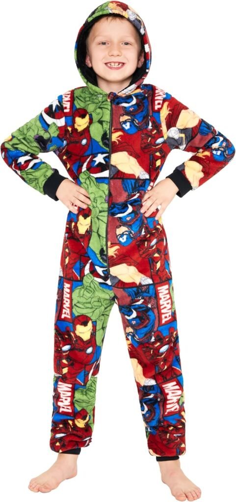 Marvel Fleece Onesie for Boys – Hooded Onesie for Kids Teenagers 7-15 Years Kids PJs Comfy Loungewear – Gifts for Boys
