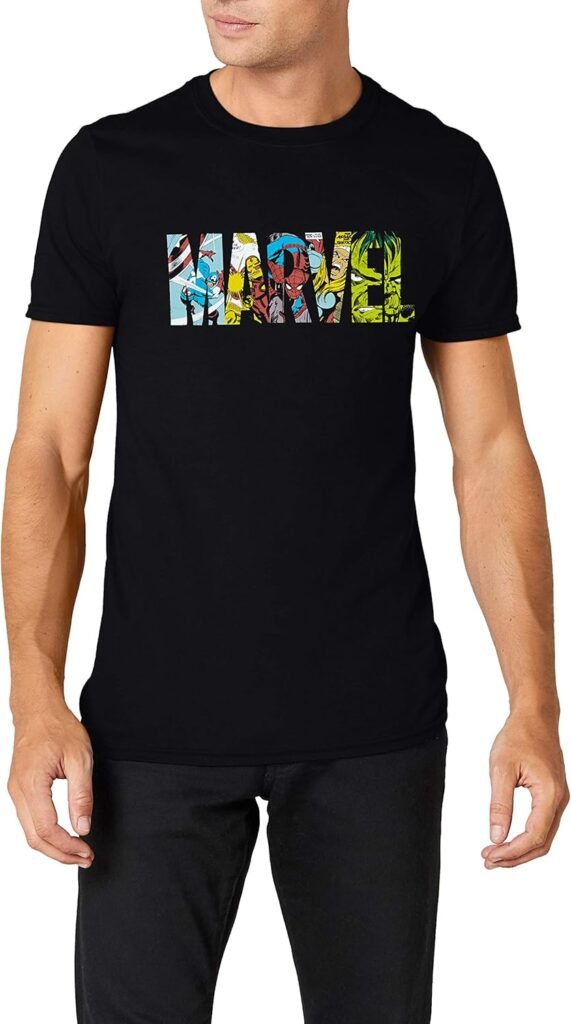 Marvel Men’s Comic Strip Logo T-Shirt