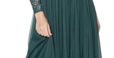 Maya Deluxe Women’s Maya Embellished Long Sleeve Maxi Dress Bridesmaid Maya Deluxe Women’s Maya Embellished Long Sleeve Maxi Dress Bridesmaid