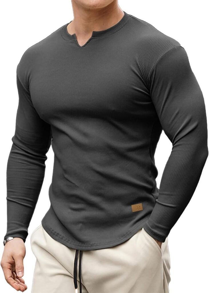 Meilicloth Mens T Shirt Henley Long Sleeve Men Casual Pullover V Neck Top Muscle Longline Ribbed Tee Shirt Meilicloth Mens T Shirt Henley Long Sleeve Men Casual Pullover V Neck Top Muscle Longline Ribbed Tee Shirt