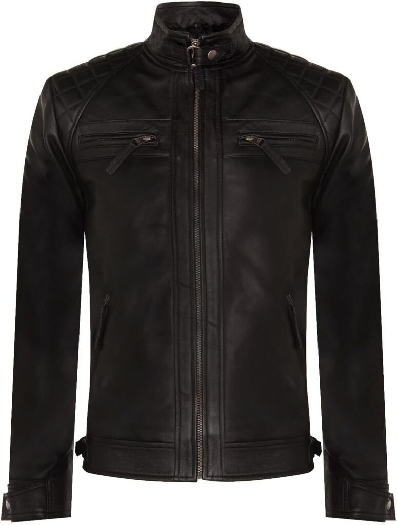 Men’s Vintage Retro Quilted Real Nappa Leather Jacket