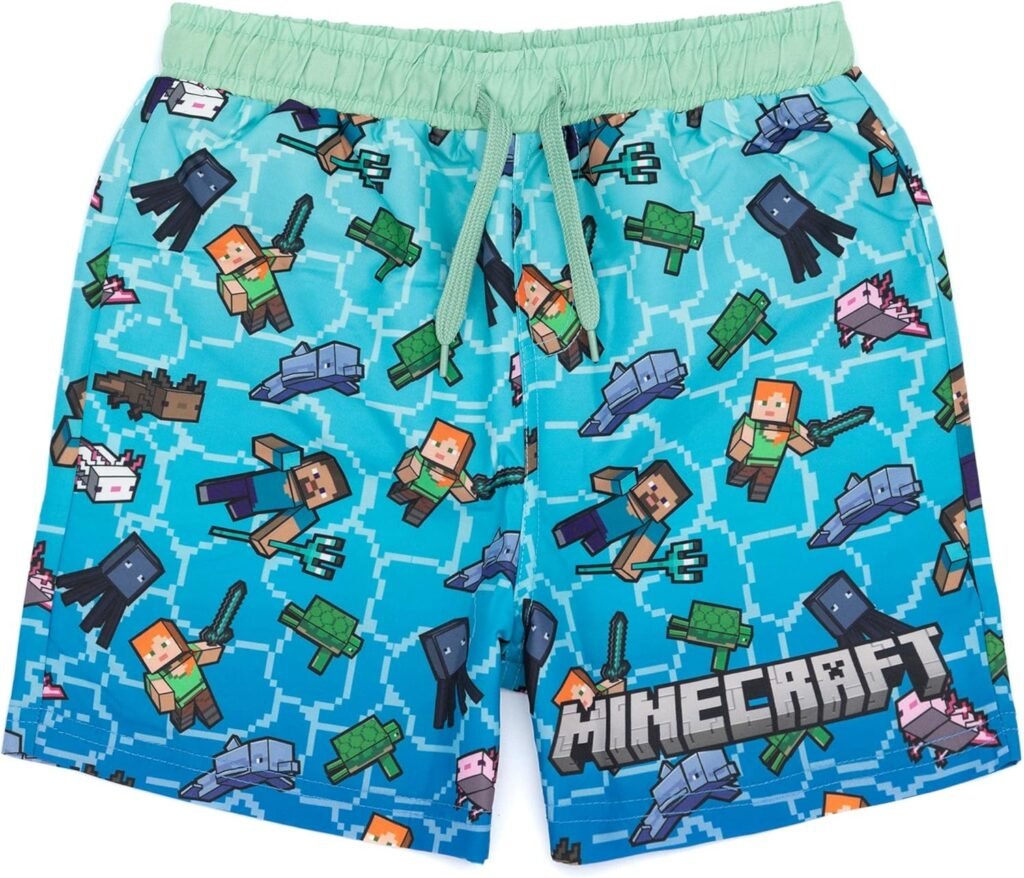 Minecraft Boys Swim Shorts | Blue & Green OR Green Creeper Options | Swimming Trunks with Creeper Steve Alex TNT Explosive Game Characters | Gaming Swimwear Merchandise Gift for Children & Teens Minecraft Boys Swim Shorts | Blue & Green OR Green Creeper Options | Swimming Trunks with Creeper Steve Alex TNT Explosive Game Characters | Gaming Swimwear Merchandise Gift for Children & Teens