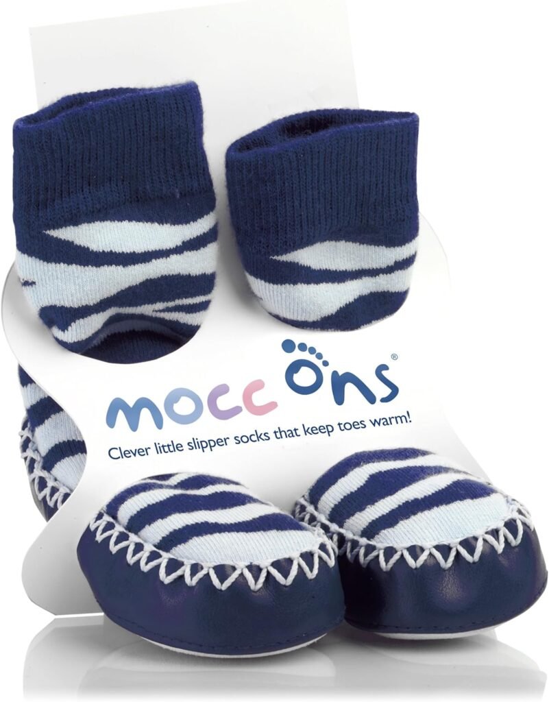Mocc Ons Moccasin Washable Slipper Socks (18-24 Months, Zebra Stripe) Mocc Ons Moccasin Washable Slipper Socks (18-24 Months, Zebra Stripe)