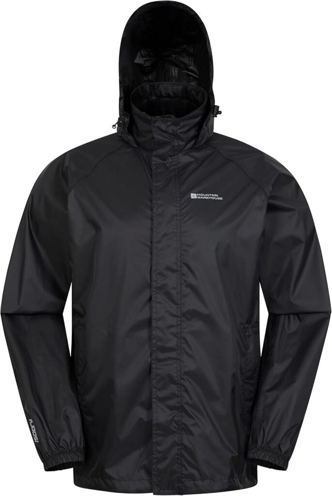 Mountain Warehouse Pakka Mens Waterproof Packable Jacket – IsoDry, Lightweight & Breathable Raincoat with Taped Seams & Packaway Bag – For Autumn Winter & Travel