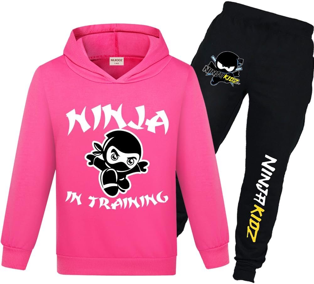 NILKOOZ Ninja Kidz Tracksuits Boys Sports Hoodie & Joggers 2-piece Kids Casual Clothing