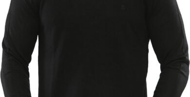 NOROZE Men’s Jumper Mock Collar Knitted V-Neck Plain Classic Sweater Pullover Knitted Sweatshirt UK Sizes S-4XL