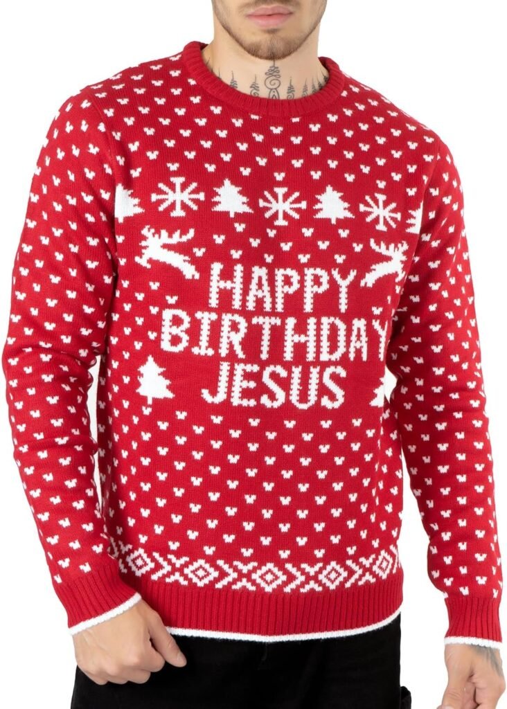 NOROZE Men’s Novelty Happy Birthday Jesus Merry Christmas Jumper Santa Knitted Sweater Top UK Sizes S-XXL NOROZE Men’s Novelty Happy Birthday Jesus Merry Christmas Jumper Santa Knitted Sweater Top UK Sizes S-XXL